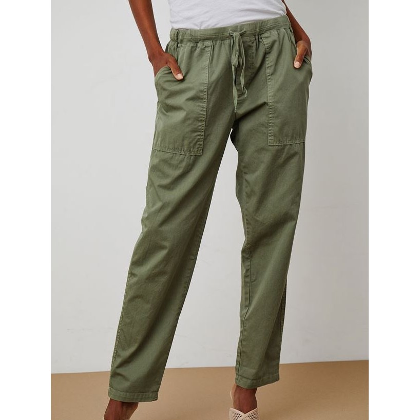 Misty Cotton Twill Drawstring Pant (Sage)