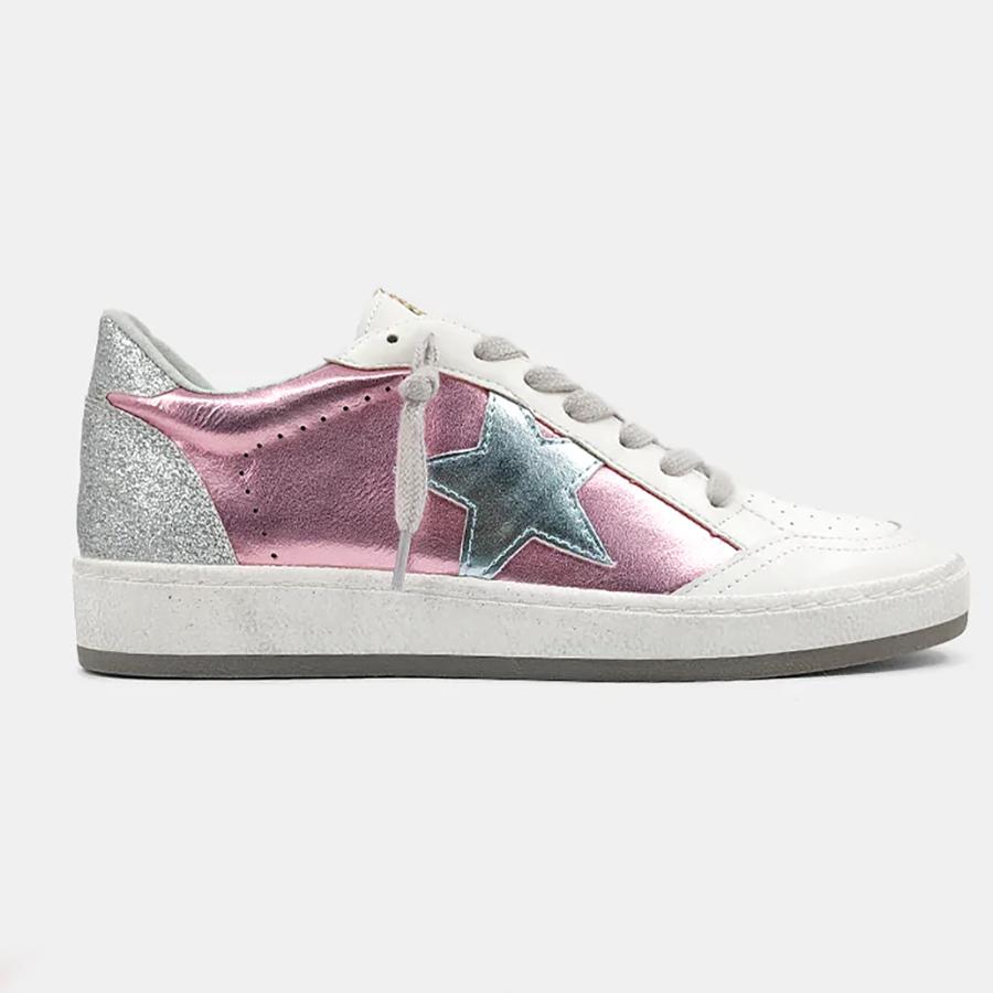 Shu Shop Paz Metallic Pink Star Sneaker (Metallic Pink/Grey) Sneakers ...