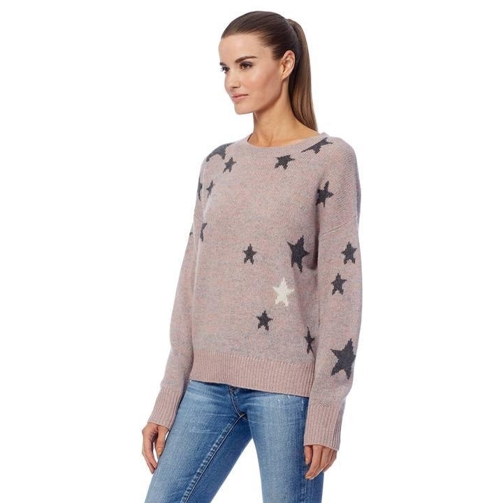 360 Cashmere Ladies Michelle Sweater (Seashell/Multi Stars) Sweaters at ...