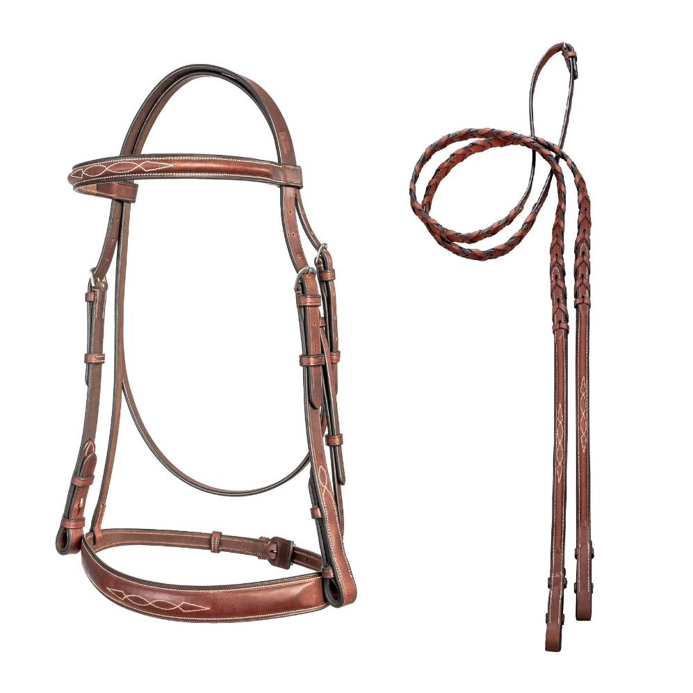 Arc De Triomphe Tack Pre-Oiled Tribute Bridle with Raised Fancy Laced