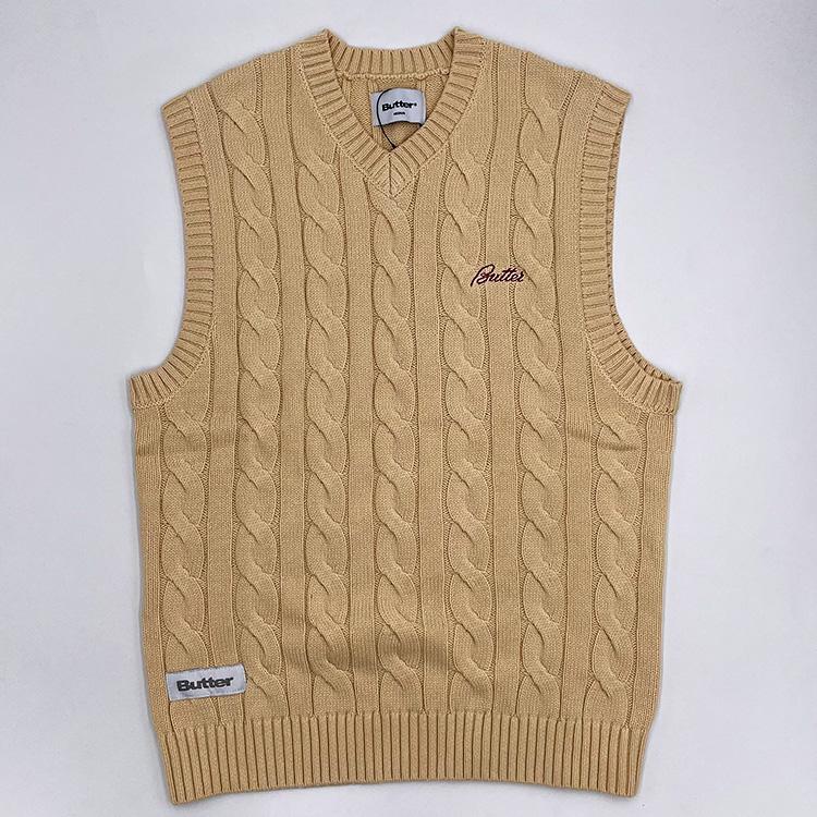 Butter Goods Cable Knit Vest (Bone) Sweaters at Emage Colorado, LLC