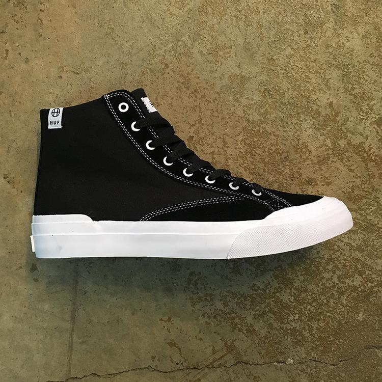 HUF Classic Hi ESS Black White Shoes Mens at Emage Colorado LLC