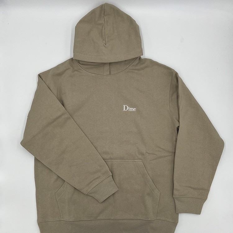 DIME Classic Small Logo Hoodie (Taupe) Sweatshirts at Emage