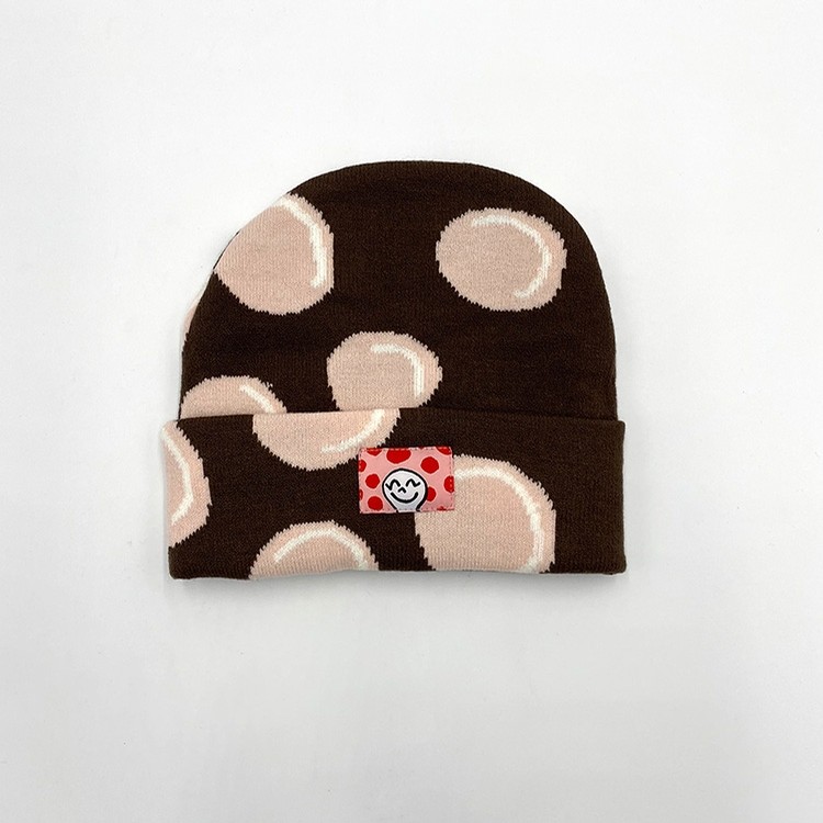 Homies Network Polka Beanie (Brown) Hats Beanie at Emage Colorado, LLC