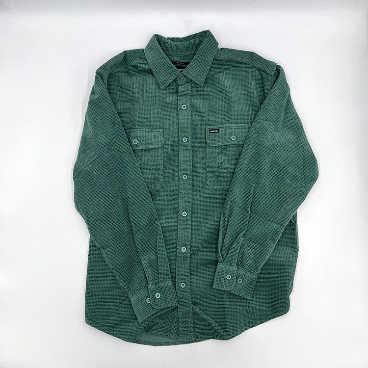 Brixton Bowery Relaxed L/S Flannel (Silver Pine) Tops at Emage