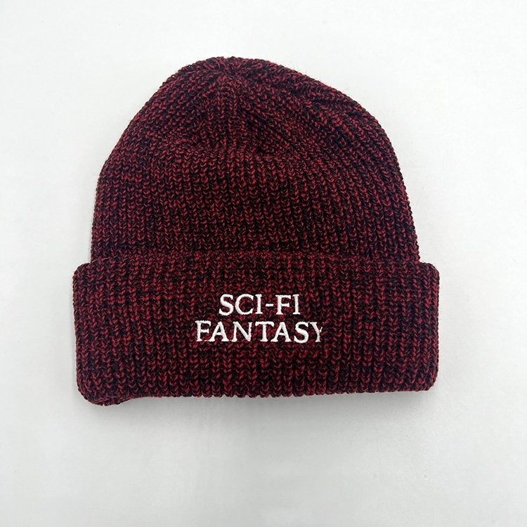 Sci-Fi Fantasy Mixed Yarn Beanie (Red/Black) Hats at Emage Colorado, LLC