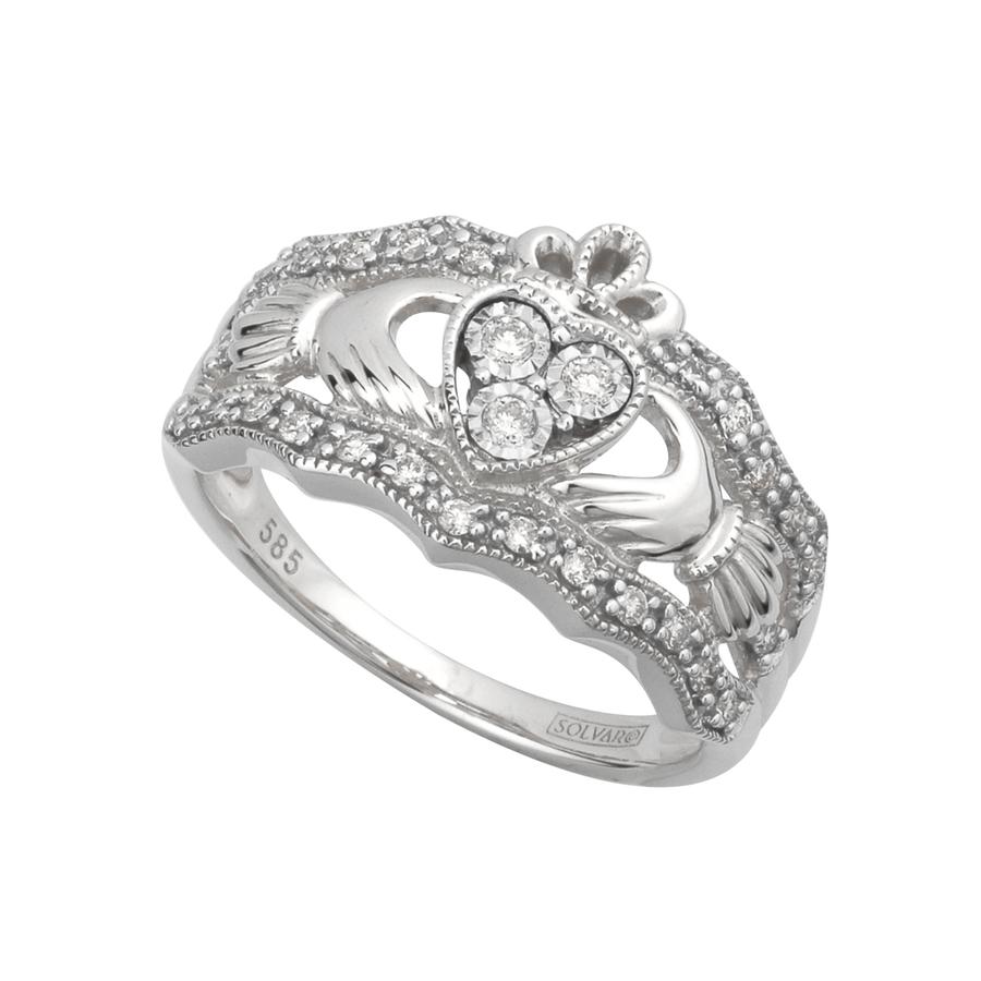 Solvar Jewelry White Gold Diamond Claddagh Jewelry Rings At Irish On Grand 0440