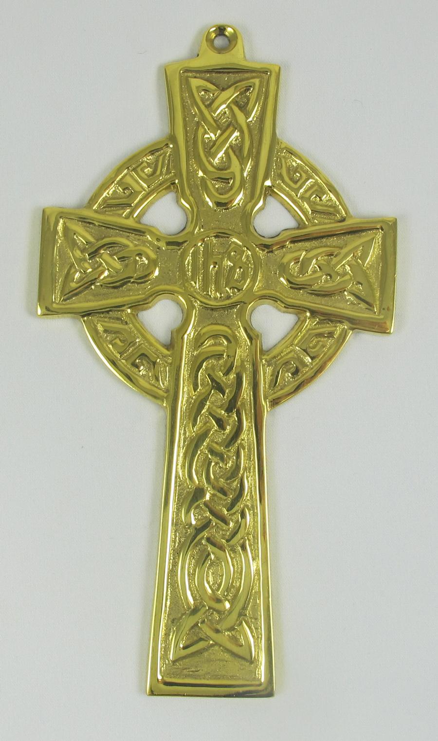 Irish Brass Small Celtic Wall Cross Religious at Irish on Grand