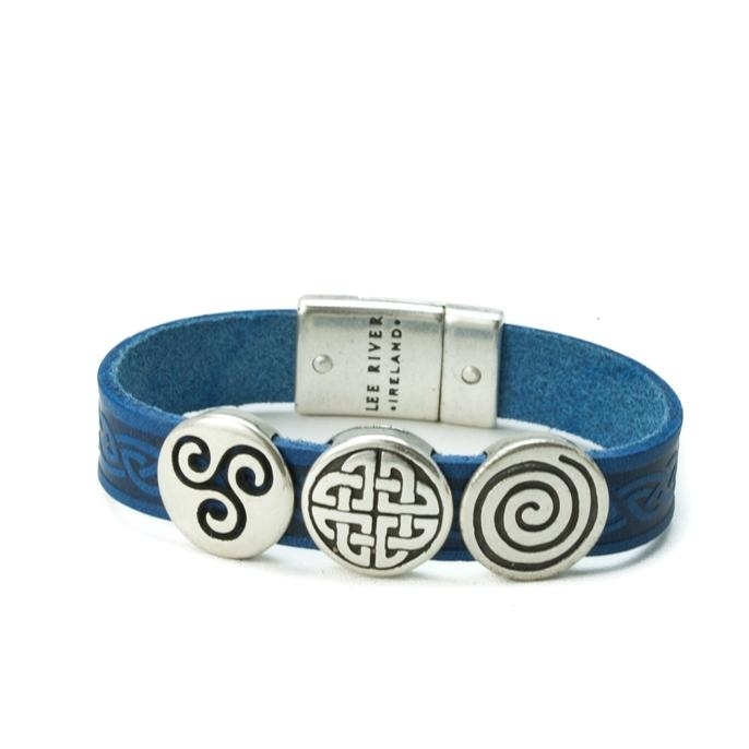 Lee River Leather Celtic Leather Triple Cuff (Blue) Bracelets Bangles ...
