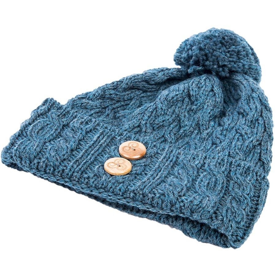 Aran Woollen Mills Irish Knit Hat (Irish Sea) Clothing Caps Hats at Irish on Grand