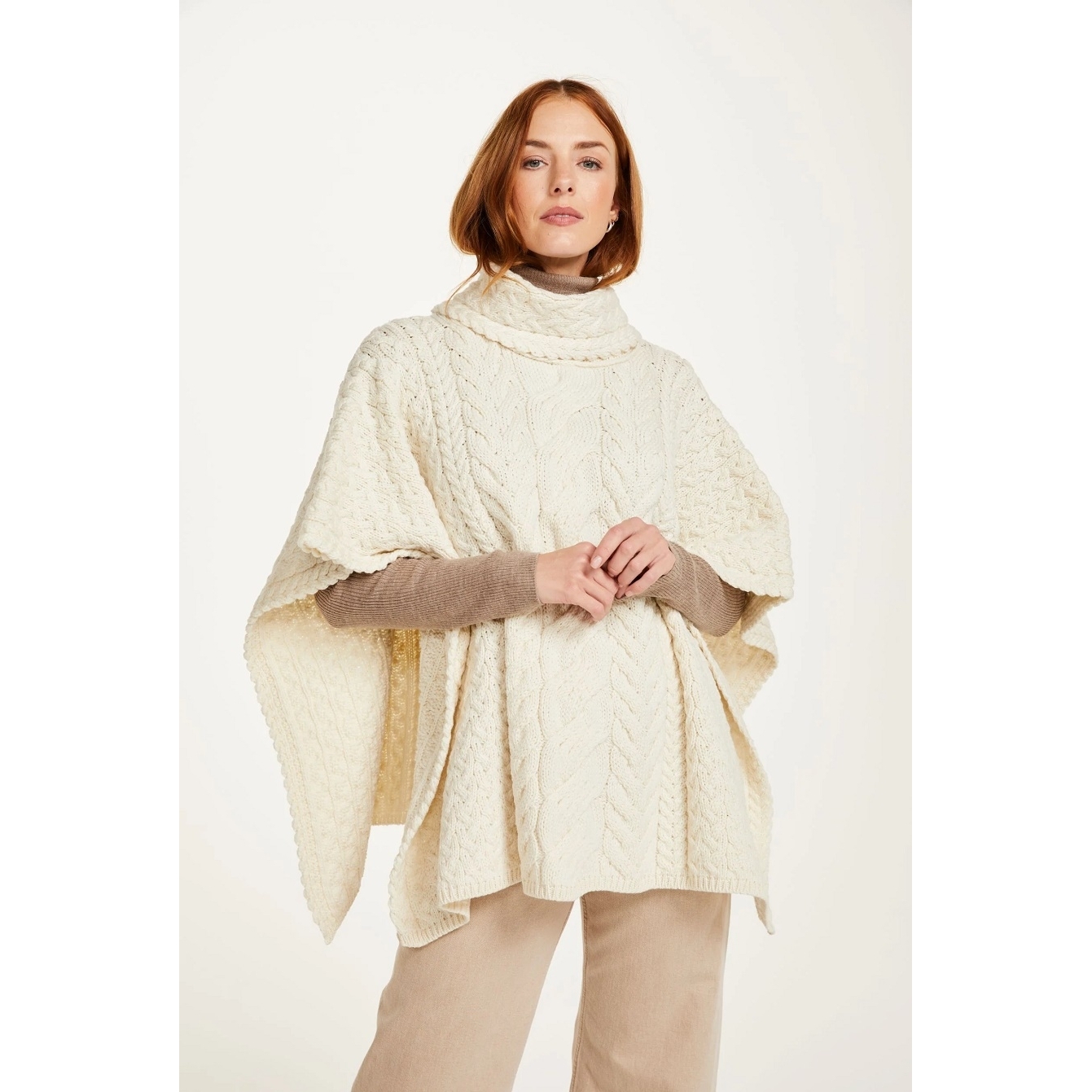 Merino Wool Cowl Neck Poncho