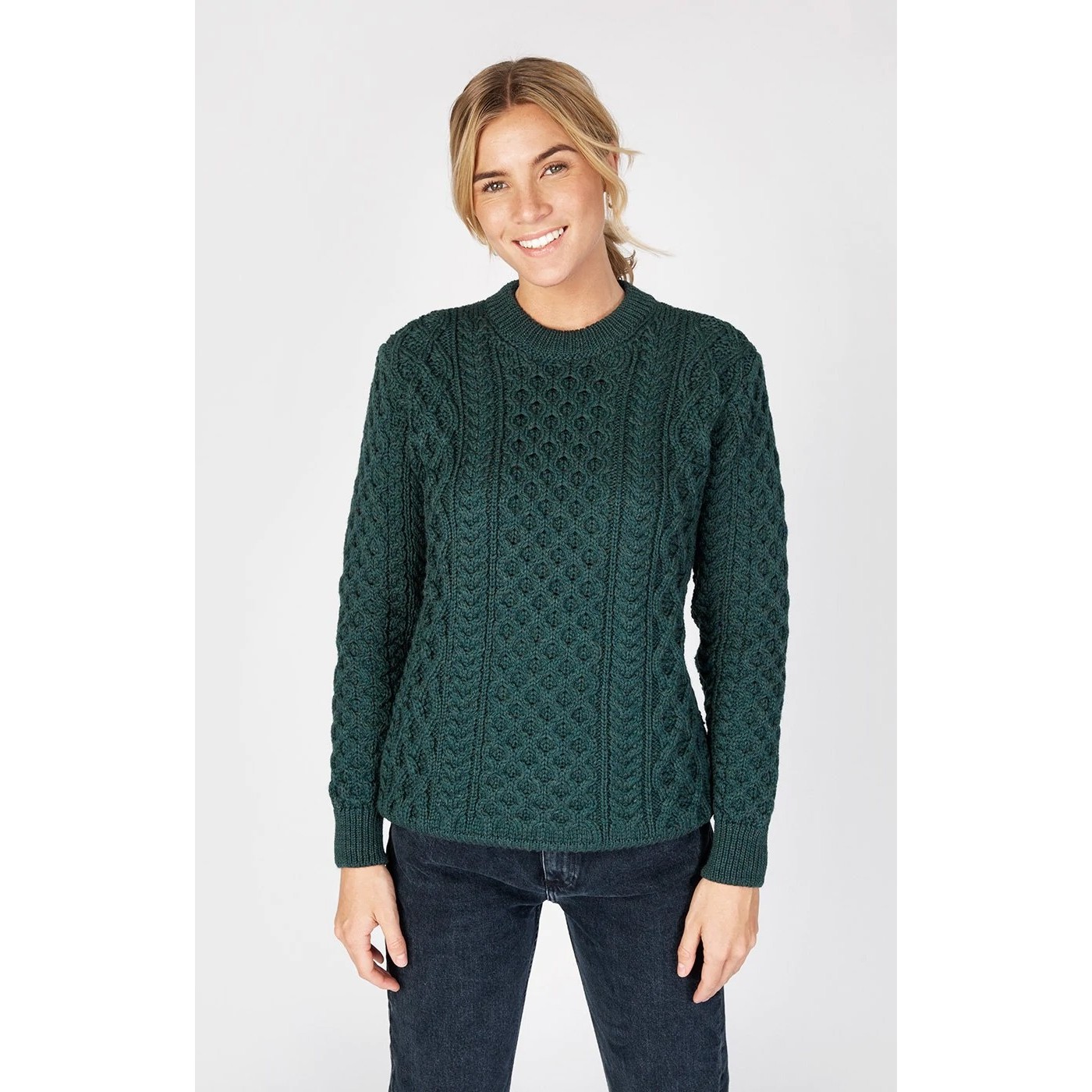 Irelands Eye Knitwear unisex Green Aran Sweater XXL::Green