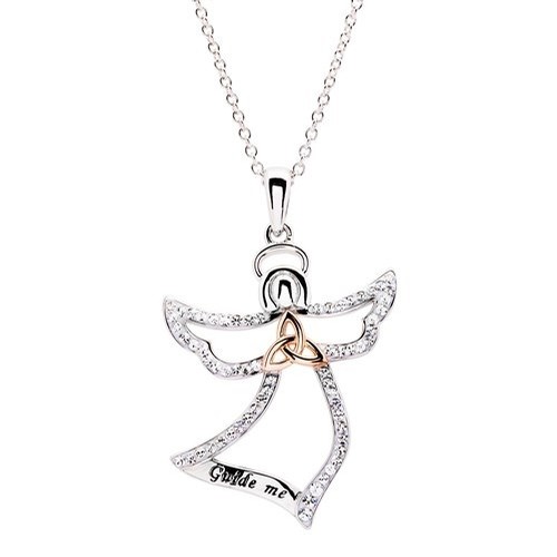Guardian Angel necklace heart pendant - Silver 925
