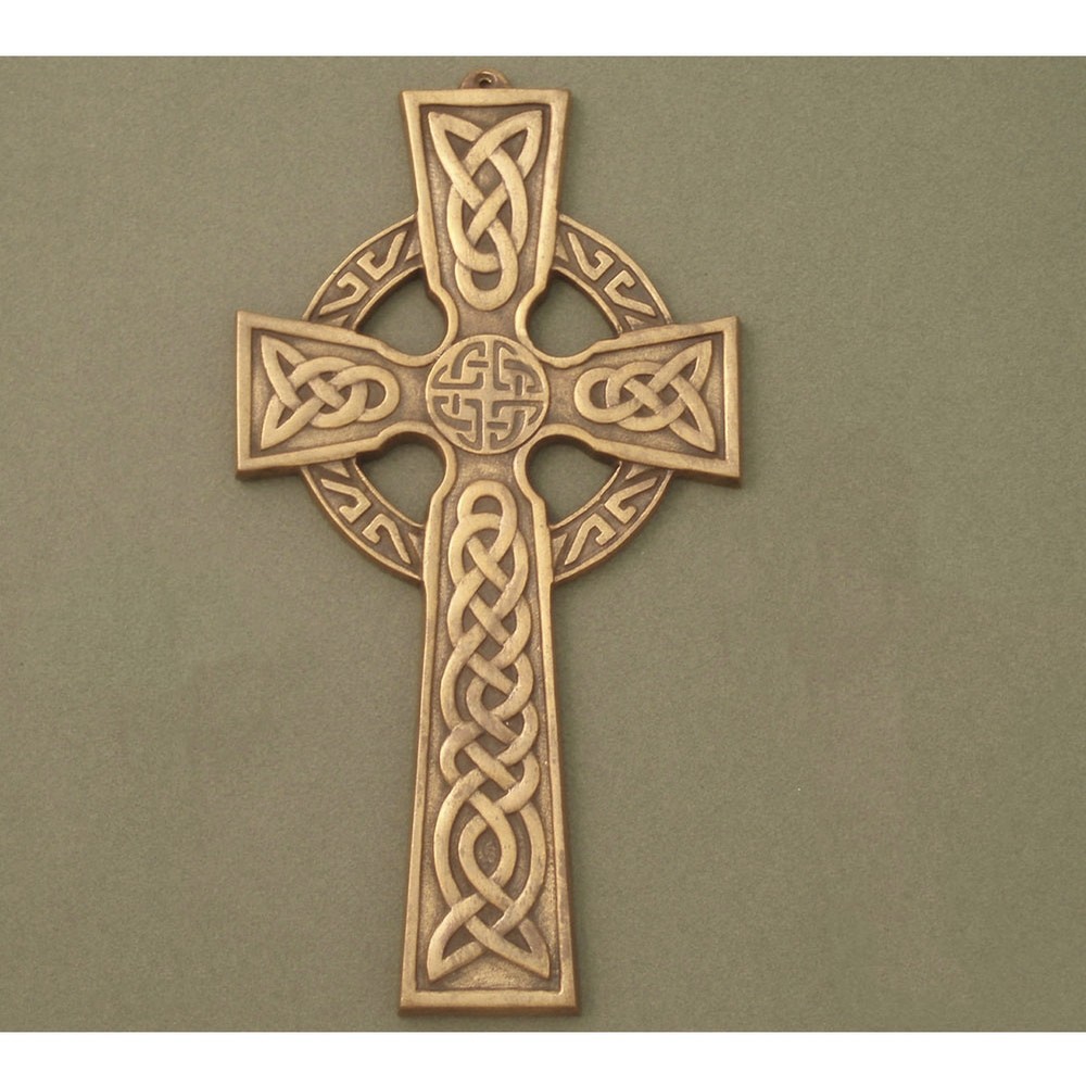 Irish Brass Large Celtic Wall Cross with Knot center Antique Brass ...