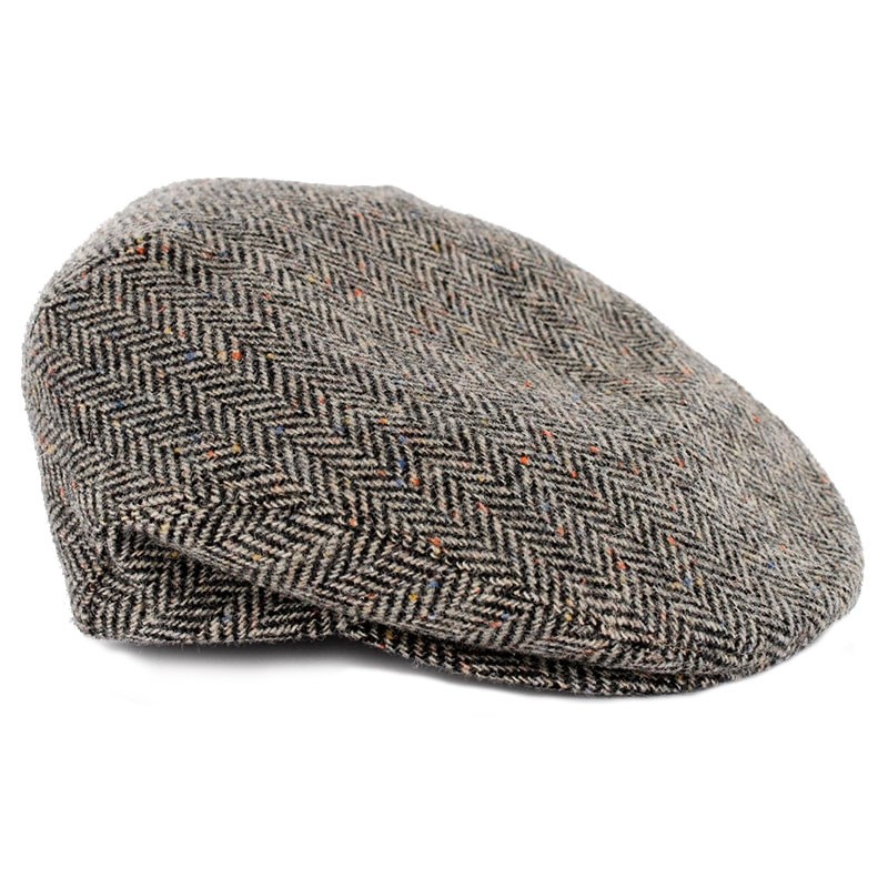 Muckross Weavers Irish Tweed Cap (Granite Grey Herringbone) Clothing ...