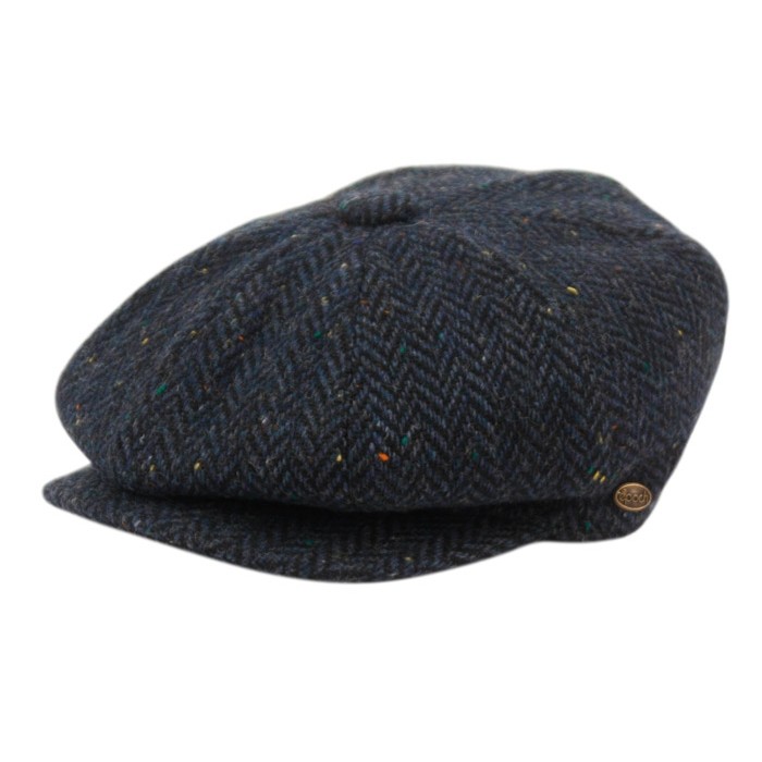 Traditional Irish Cap Irish Newsboy Cap Navy Herringbone Tweed