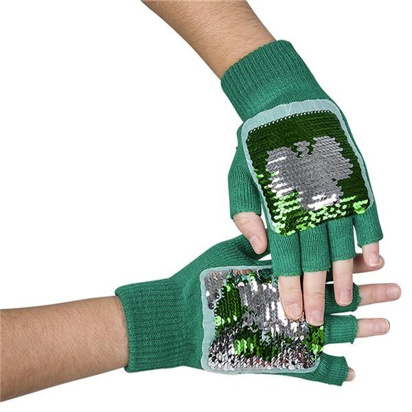 green sequin gloves