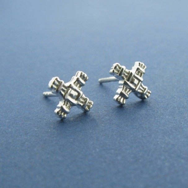 Square Cross Earrings in Silver or Gold  Susan Shaw