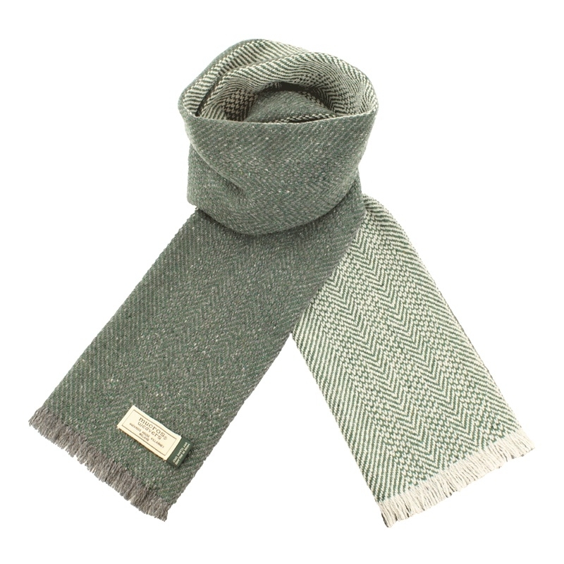 Donegal Wool Scarf: Grey Herringbone