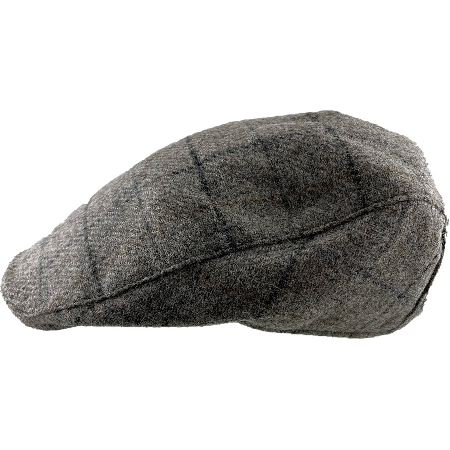 Hanna Hats Irish Touring Cap (Dove Grey Windowpane Tweed) Clothing Caps ...