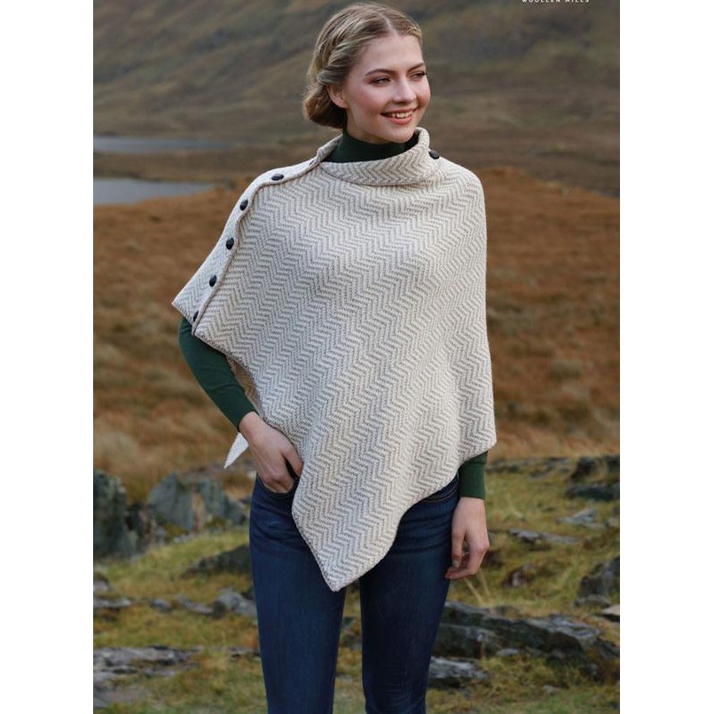 Aran Woollen Mills Herringbone Poncho Clothing Capes Shawls at Irish on ...