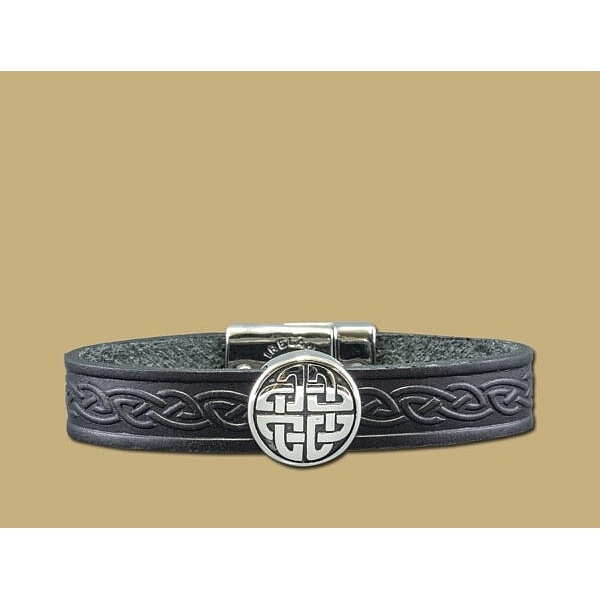 Lee River Leather Trinity Knot Celtic Cuff (Black) Jewelry Bracelets  Bangles at Irish on Grand
