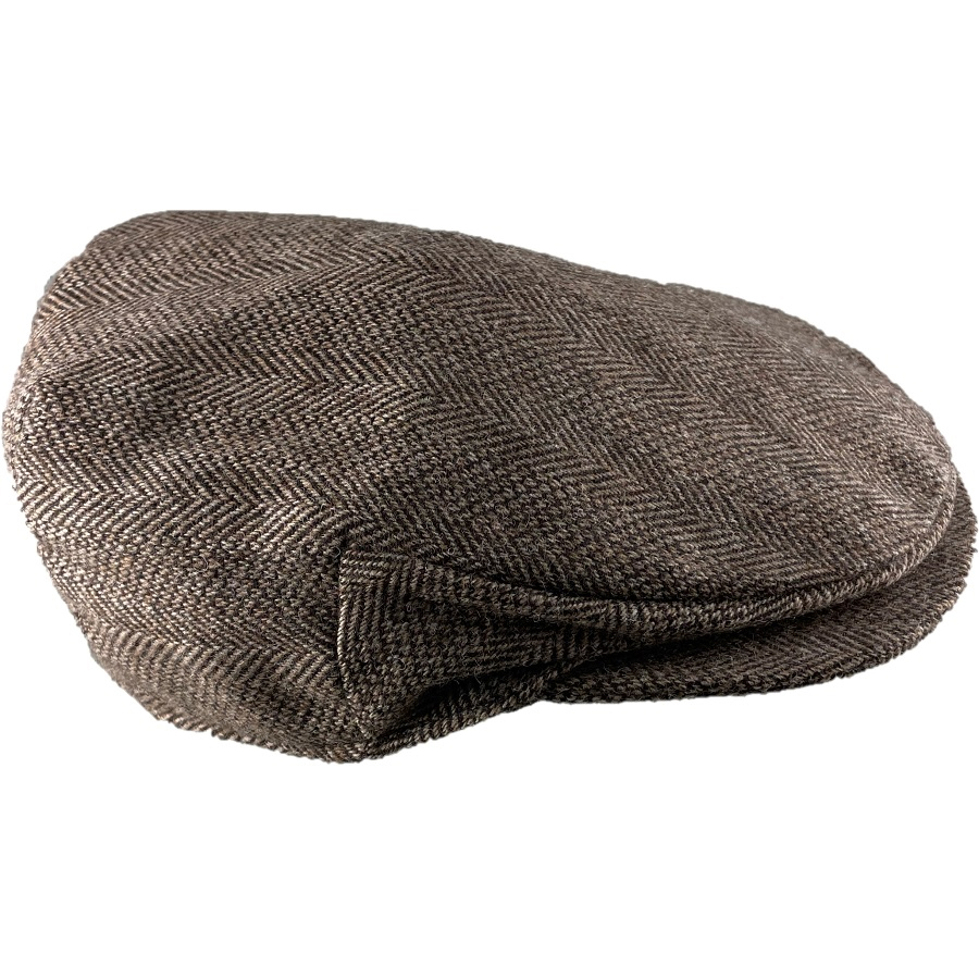 Hanna Hats Irish Vintage Cap (Brown Bark Herringbone Tweed) Clothing ...