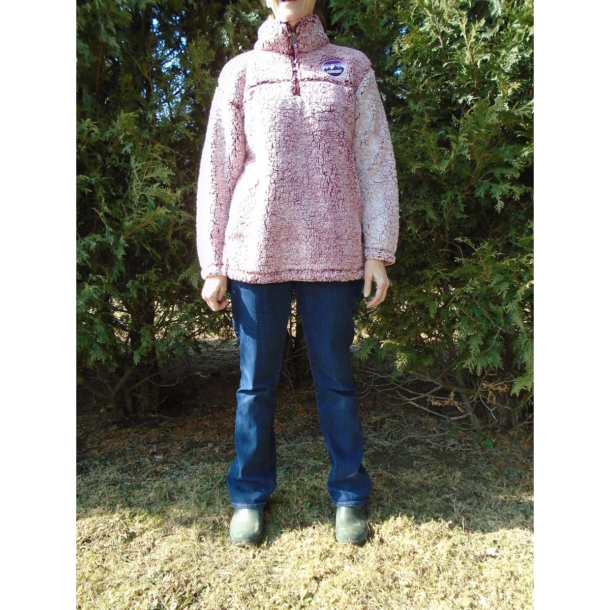 frosty garnet sherpa pullover