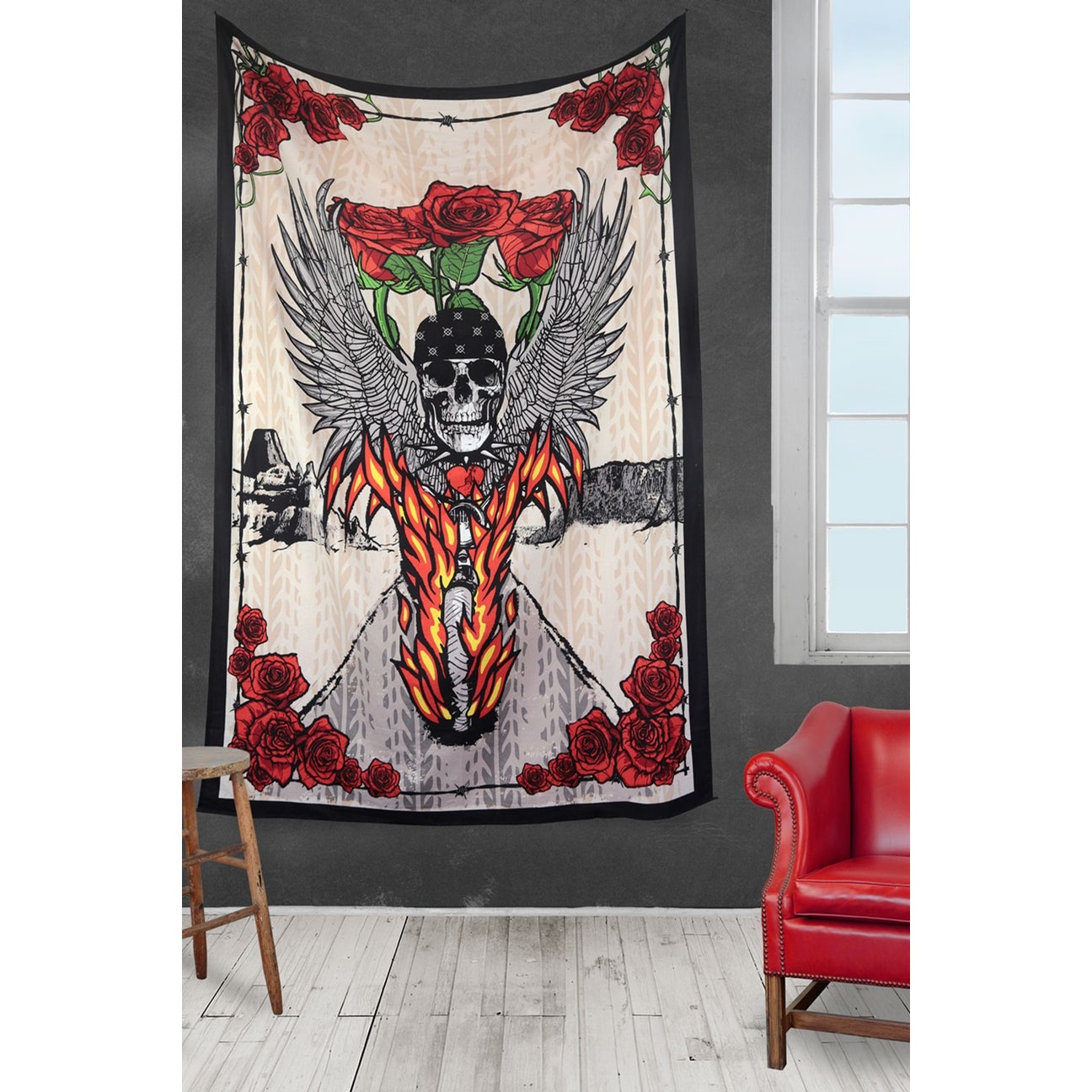 3D Fire Biker Tapestry