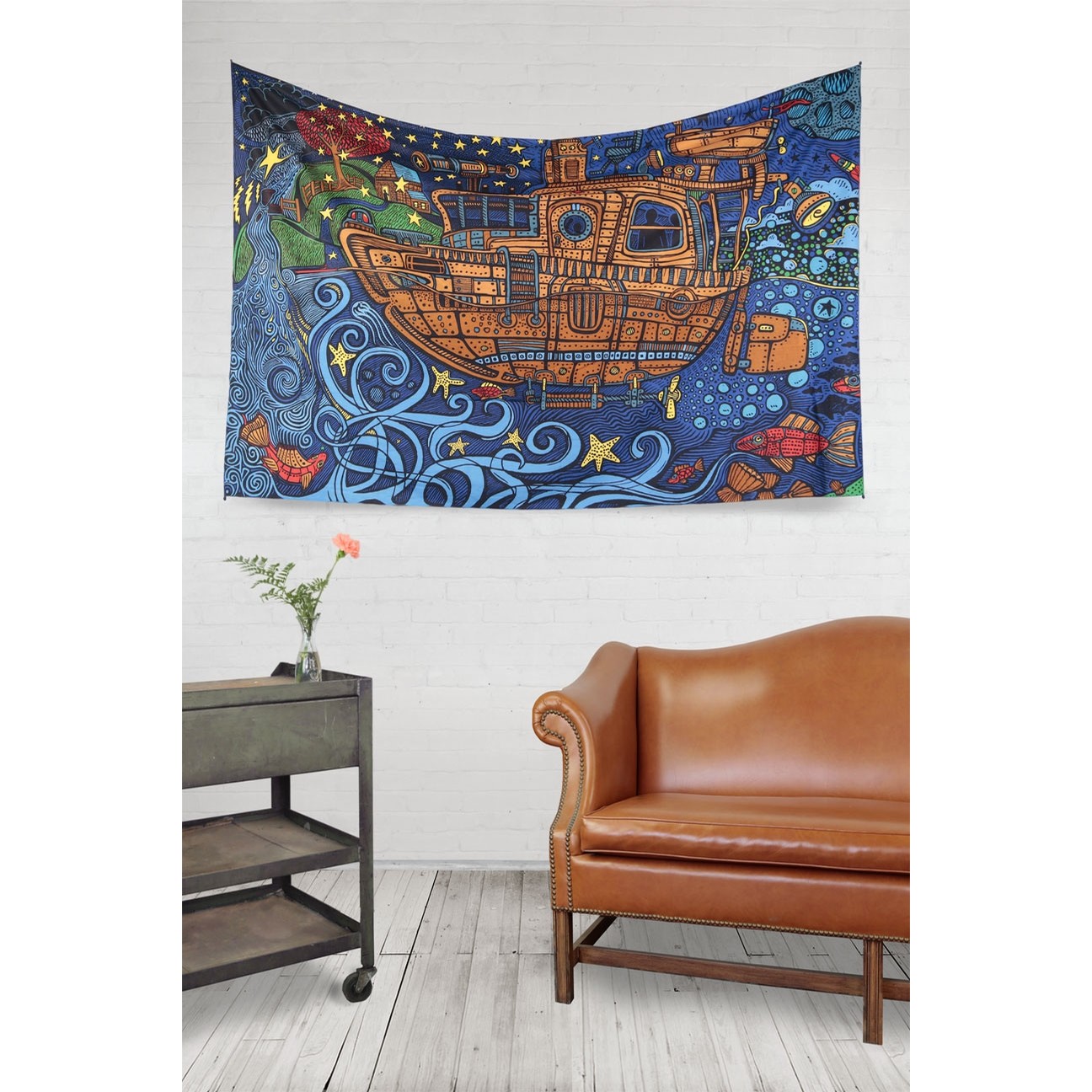 3D Steampunk Tug Tapestry