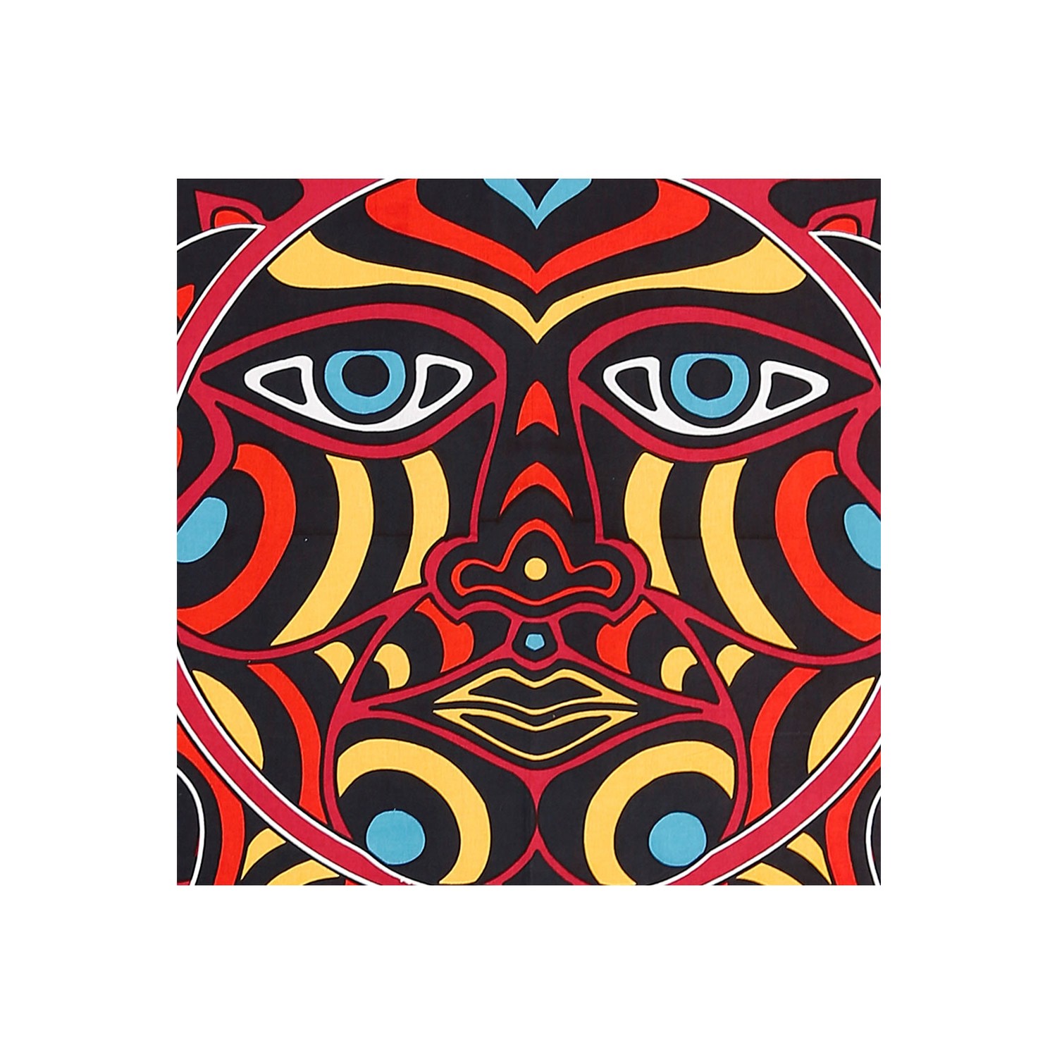 3D Red Sun Face Tapestry