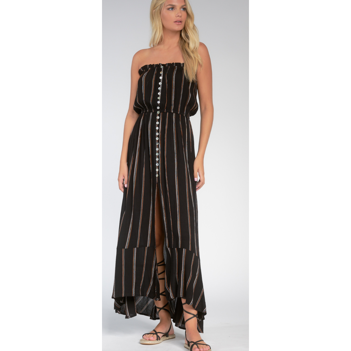 Elan maxi strapless front button dress Dresses at Luxeden 1