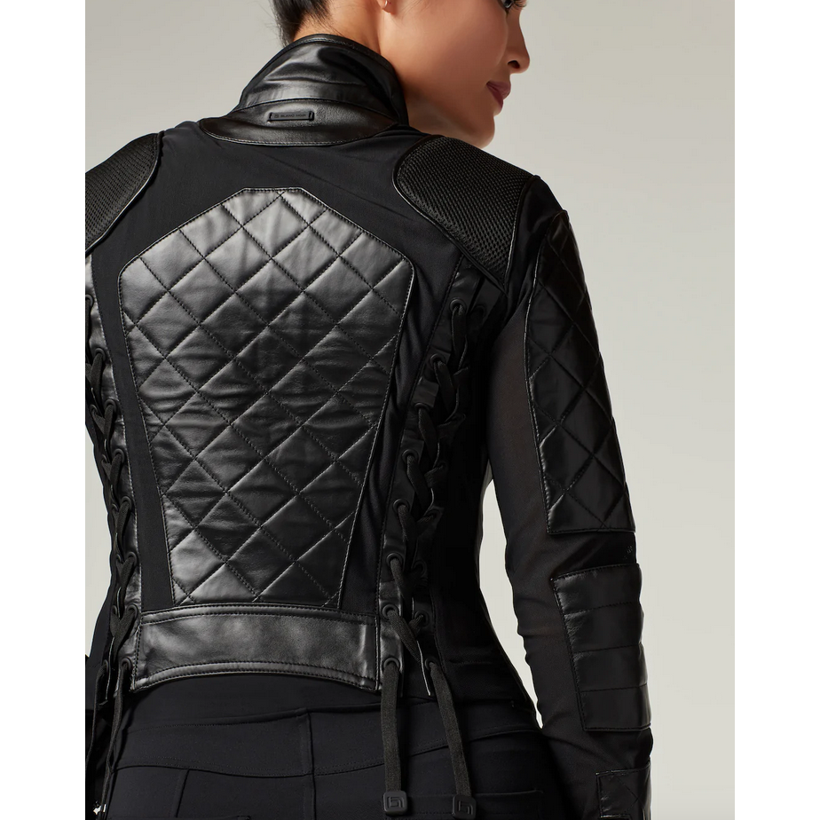 Blanc Noir leather and mesh moto jacket Tops Jackets coats at