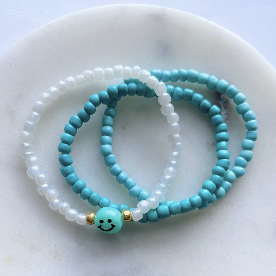 Coastal beads by rebecca Blue smiley bracelet stack jewelry