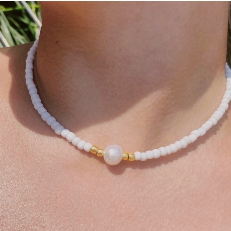 Coastal beads by rebecca Gemstone beaded choker necklace jewelry -  accessories necklaces at Treppie