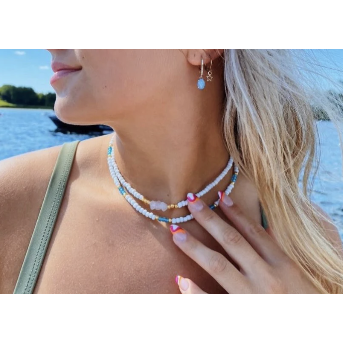 Coastal beads by rebecca Gemstone beaded choker necklace jewelry -  accessories necklaces at Treppie