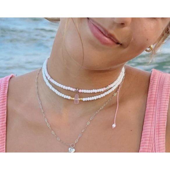 Coastal beads by rebecca Gemstone beaded choker necklace jewelry -  accessories necklaces at Treppie