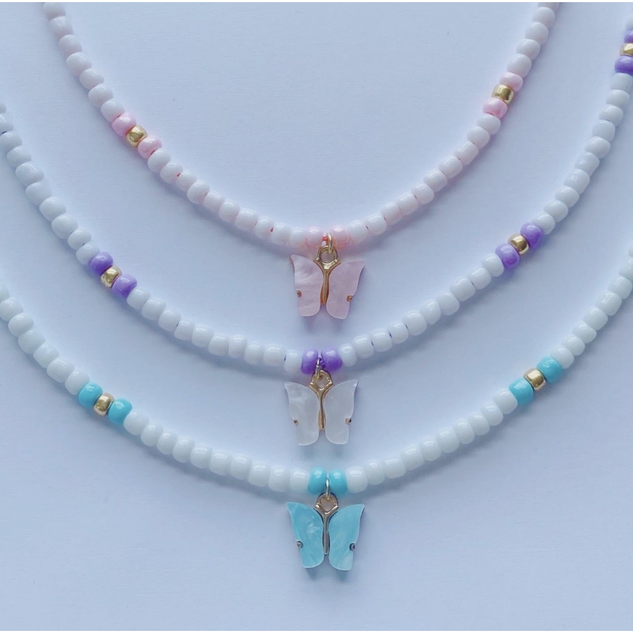 Coastal beads by rebecca Butterfly beaded choker necklace jewelry -  accessories necklaces at Treppie