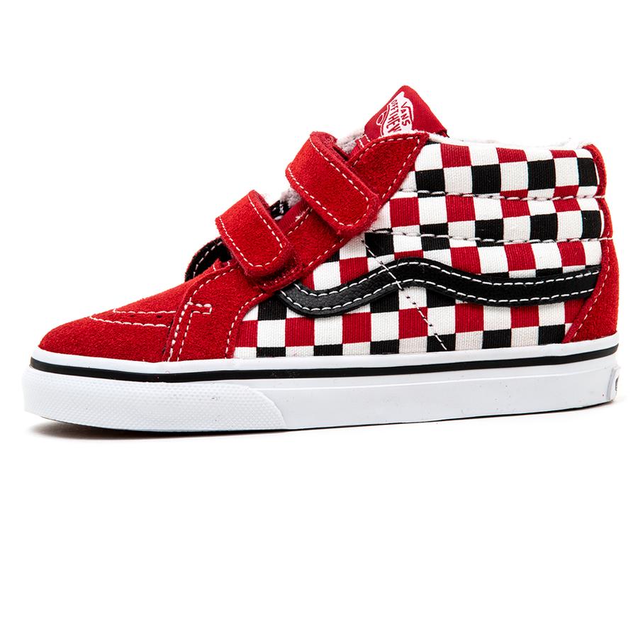 Vans Toddler Sk8-Mid Reissue V (Checkerboard) Black / Racing Red VBU ...