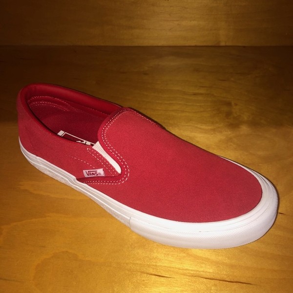 vans red slip on shoes