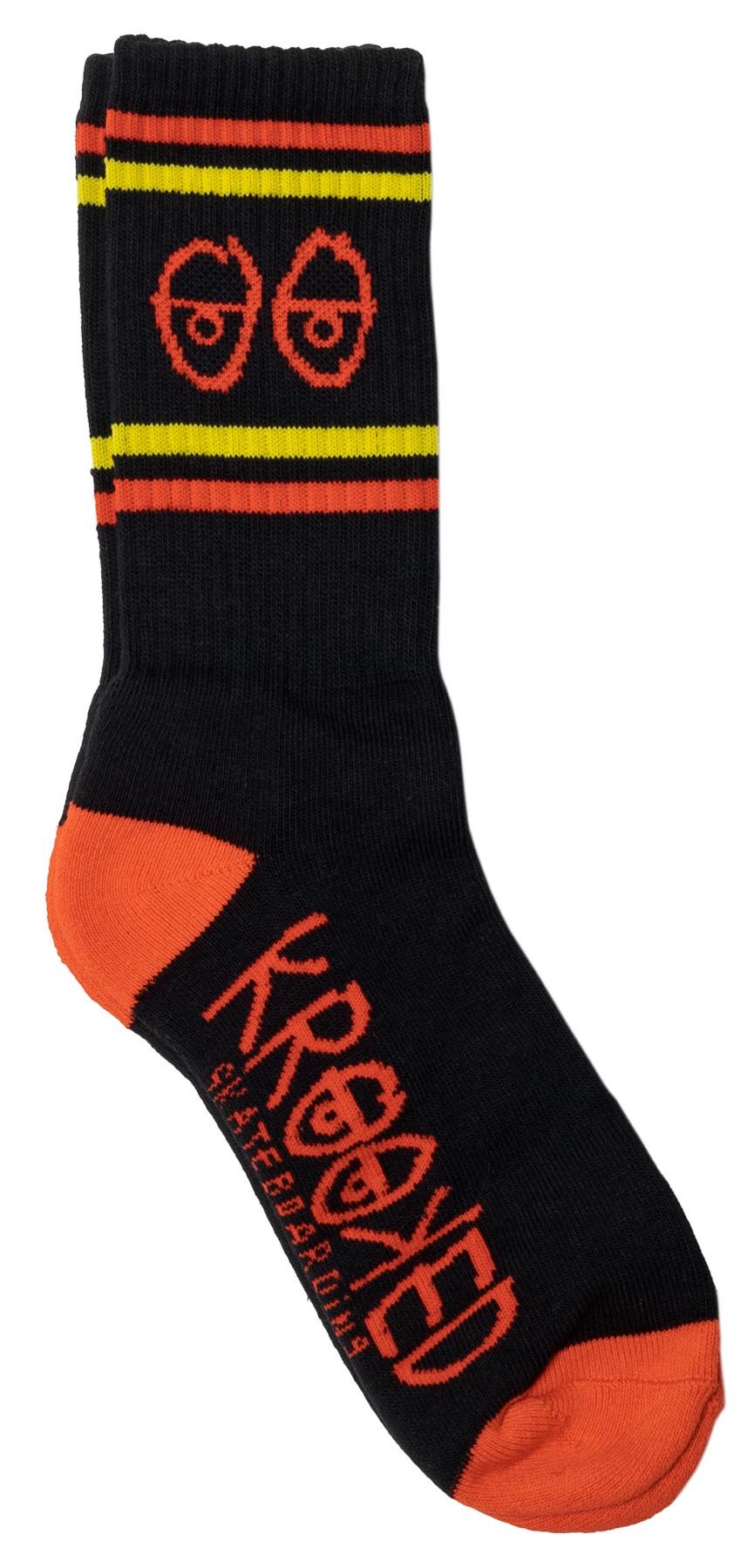 Krooked Skateboards Eyes Socks Black Red Yellow