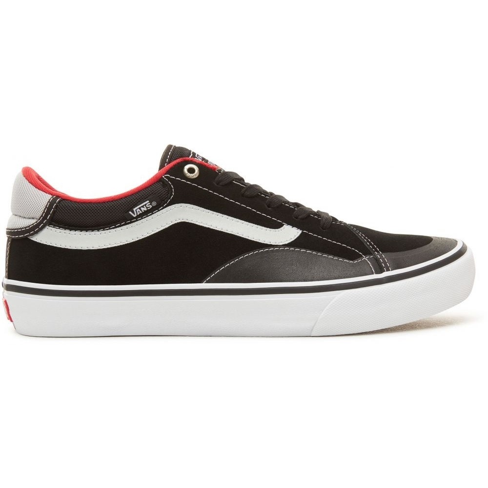 black and white and red vans